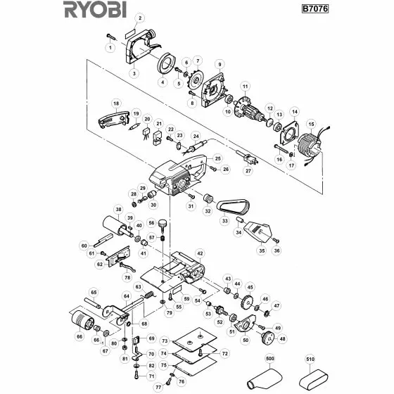 Ryobi B7076 Spare Parts List Type: 1000021973